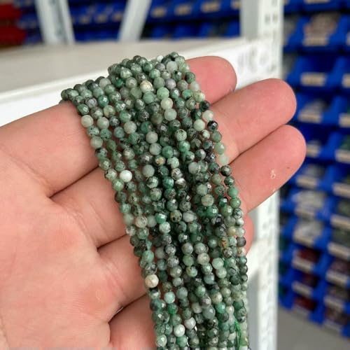 2 3 4 mm 15,5" Kleine winzige grüne natürliche Türkis-, Jade-, Achate-, Quarz-, Amazonit-Steinperlen, lose Abstandsperlen, Zubehör, DIY-Nr. 13 Smaragd-3,0 mm, ca. 130 Stück von BSGUZ