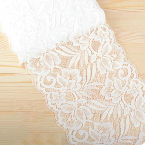 2 Meter/Los, 15 cm, weich, elastisch, dehnbar, Spitzenbesatz, DIY-Kleidung, Kleid, Unterwäsche, Stoff, Bastelmaterial, weiß, schwarz, Spitzenband, Elfenbein, 15 cm breit von BSGUZ