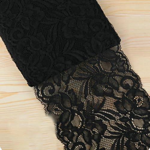 2 Meter/Los 15 cm weiches, elastisches, dehnbares Spitzenband, DIY-Kleidung, Kleid, Unterwäsche, Stoff, Bastelmaterial, weiß-schwarzes Spitzenband, schwarz, 15 cm breit 2 Meter/Los 15 cm weiches, elastisches, dehnbares Spitzenband, DIY-Kleidung, Kleid, Unterwäsche, Stoff, Bastelmaterial, weiß-schwarzes Spitzenband, schwarz, 15 cm breit von BSGUZ