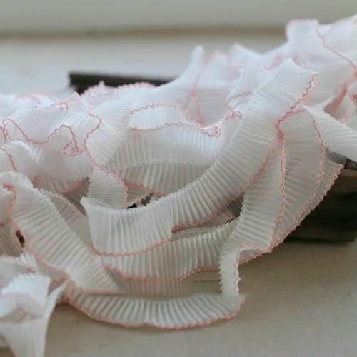2 Meter luxuriöser weißer plissierter Chiffon, gefaltet, elastische Spitze, Rüschenbesatz, Band, Kleiderkragen, Applikation für Nähzubehör, 3 cm breit, Hautrosa 2 Meter luxuriöser weißer plissierter Chiffon, gefaltet, elastische Spitze, Rüschenbesatz, Band, Kleiderkragen, Applikation für Nähzubehör, 3 cm breit, Hautrosa von BSGUZ