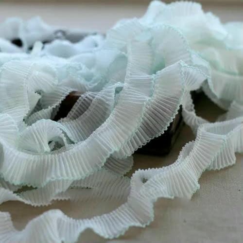 2 Meter luxuriöser weißer plissierter Chiffon, gefaltet, elastische Spitze, Rüschenbesatz, Band, Kleiderkragen, Applikation für Nähzubehör, 3 cm breit, Minzgrün 2 Meter luxuriöser weißer plissierter Chiffon, gefaltet, elastische Spitze, Rüschenbesatz, Band, Kleiderkragen, Applikation für Nähzubehör, 3 cm breit, Minzgrün von BSGUZ