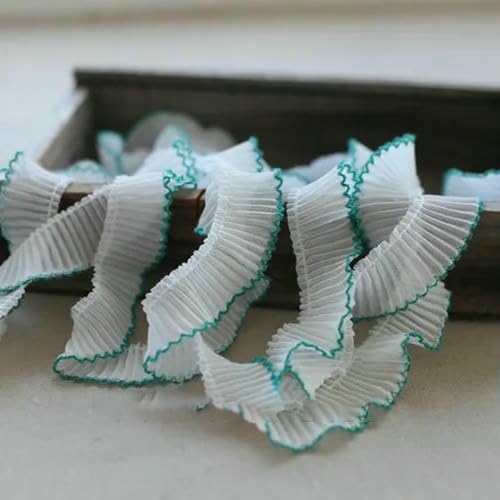 2 Meter luxuriöser weißer plissierter Chiffon, gefaltet, elastische Spitze, Rüschenbesatz, Band, Kleiderkragen, Applikation für Nähzubehör, 3 cm breit, Seegrün 2 Meter luxuriöser weißer plissierter Chiffon, gefaltet, elastische Spitze, Rüschenbesatz, Band, Kleiderkragen, Applikation für Nähzubehör, 3 cm breit, Seegrün von BSGUZ