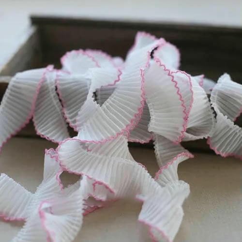 2 Meter luxuriöser weißer plissierter Chiffon, gefaltet, elastische Spitze, Rüschenbesatz, Band, Kleiderkragen, Applikation für Nähzubehör, 3 cm breit, rosa 2 Meter luxuriöser weißer plissierter Chiffon, gefaltet, elastische Spitze, Rüschenbesatz, Band, Kleiderkragen, Applikation für Nähzubehör, 3 cm breit, rosa von BSGUZ