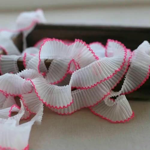 2 Meter luxuriöser weißer plissierter Chiffon, gefaltet, elastische Spitze, Rüschenbesatz, Band, Kleiderkragen, Applikation für Nähzubehör, 3 cm breit, rose 2 Meter luxuriöser weißer plissierter Chiffon, gefaltet, elastische Spitze, Rüschenbesatz, Band, Kleiderkragen, Applikation für Nähzubehör, 3 cm breit, rose von BSGUZ