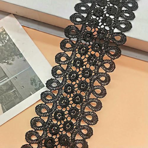 2 Meter schwarz-weißes, ausgehöhltes, floral besticktes Spitzenband, DIY-Bekleidung, Nähstoff, handgefertigtes Bastelmaterial, 5,7 cm breites Band, schwarz, 5,7 cm breit 2 Meter schwarz-weißes, ausgehöhltes, floral besticktes Spitzenband, DIY-Bekleidung, Nähstoff, handgefertigtes Bastelmaterial, 5,7 cm breites Band, schwarz, 5,7 cm breit von BSGUZ