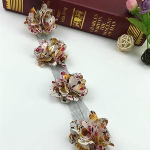 2 Yard 33 farbe 3D Chiffon Blumen DIY 5cm Breite spitze trim 24 blume spitze band dekoration kleidung zubehör XF08-XF05-4 von BSGUZ