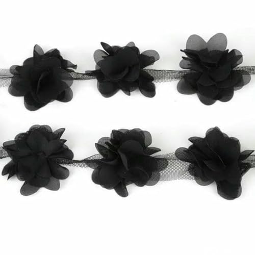 2 Yards/Los, mehrfarbig, Breite 5 cm, 3D-Chiffon-Cluster-Blumen, Spitzenkleid-Dekoration, Spitzenstoff, Applikation, Besatz, Nähzubehör, Schwarz 2 Yards/Los, mehrfarbig, Breite 5 cm, 3D-Chiffon-Cluster-Blumen, Spitzenkleid-Dekoration, Spitzenstoff, Applikation, Besatz, Nähzubehör, Schwarz von BSGUZ