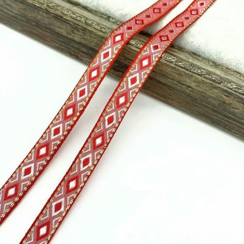 2 Yards 13,0 mm Vintage Ethnische Stickerei Band Spitzenbesatz DIY Kleidung Tasche Zubehör Bestickter Stoff-7-2 Yards von BSGUZ