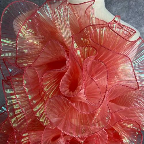 2 Yards Plissee-Blumenspitze, Farbverlauf mit Laser, für Hochzeiten, gewelltes, gestreiftes Dekorationstuch, Breite 15 cm, Rot, 2 Yards 2 Yards Plissee-Blumenspitze, Farbverlauf mit Laser, für Hochzeiten, gewelltes, gestreiftes Dekorationstuch, Breite 15 cm, Rot, 2 Yards von BSGUZ