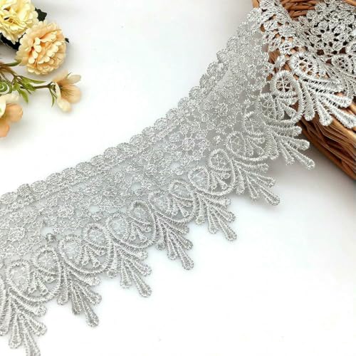 2 Yards Wunderschönes florales Spitzenband, 9 cm Besatz für DIY-Stickerei, Nähdekoration, afrikanischer Spitzenstoff, 5–2 Yards von BSGUZ