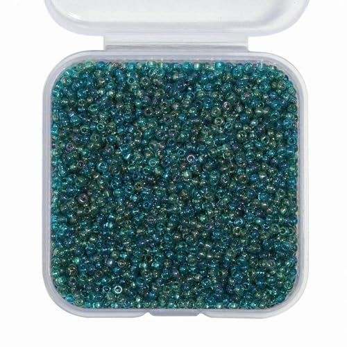 2 mm, 2000 Stück, verpackt, bunt, tschechische Glasperlen in Röhrenform, Schmuckherstellung, handgefertigt, DIY-Armband, Halskette, Zubehör, Großhandel, Blaugrün, 2 mm, ca. 2000 Stück von BSGUZ