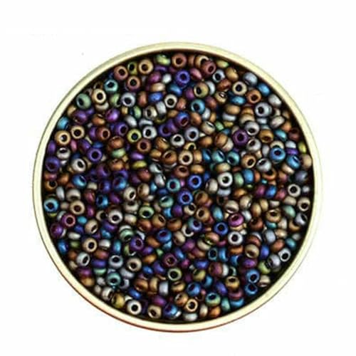 2 mm matte, plattierte, farbenfrohe tschechische Glasperlen zur Schmuckherstellung, Rocailles-Perlen, Charms, Rondelle-Abstandshalter, DIY-Bastelperlen, Bijoux-MH13-ca. 3300 Stück, 30 von BSGUZ