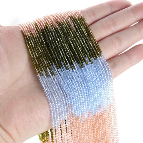 2 mm neue Kristallperlen, kleine facettierte lose Glas-Abstandsperlen zur Schmuckherstellung, Armband-DIY-Zubehör-3Y-3-2 mm (10 Stränge) von BSGUZ