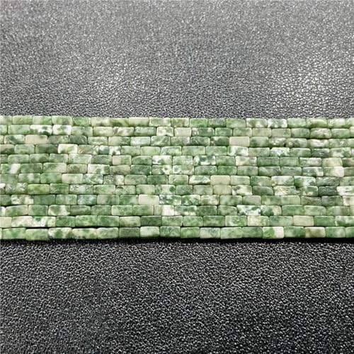 2 x 4,0 mm, natürliche, lose, quadratische Säulenperlen, Achat, Jade, Tigerauge, Türkis, Kristallstein, Abstandsperlen, Jaspis, Perlen zum Selbermachen von Schmuck – 4 grüne Punkte – 2 x 4,0 mm, natürliche, lose, quadratische Säulenperlen, Achat, Jade, Tigerauge, Türkis, Kristallstein, Abstandsperlen, Jaspis, Perlen zum Selbermachen von Schmuck – 4 grüne Punkte – von BSGUZ