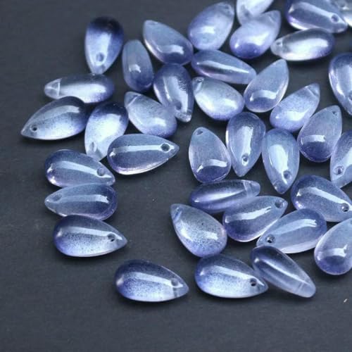 20/40 Stück glatte Glas-Wassertropfen, Tropfenform, Lampwork-Kristall-Charm-Perlen für die Schmuckherstellung, DIY-Armband, Halskettenzubehör, 8–20 Stück von BSGUZ