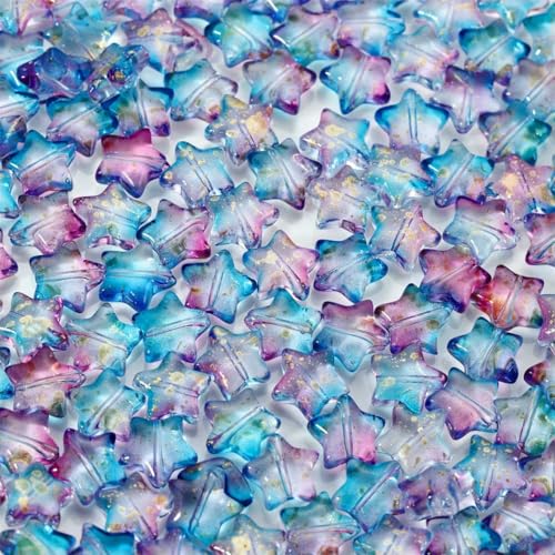 20/50 Stück bunte Sternperlen, Herz, lose Glas-Abstandsperlen für DIY-Ohrringe, Halsketten, Schmuckherstellung, Haarnadel-Zubehör, blau-rosa Stern, 50 Stück 20/50 Stück bunte Sternperlen, Herz, lose Glas-Abstandsperlen für DIY-Ohrringe, Halsketten, Schmuckherstellung, Haarnadel-Zubehör, blau-rosa Stern, 50 Stück von BSGUZ