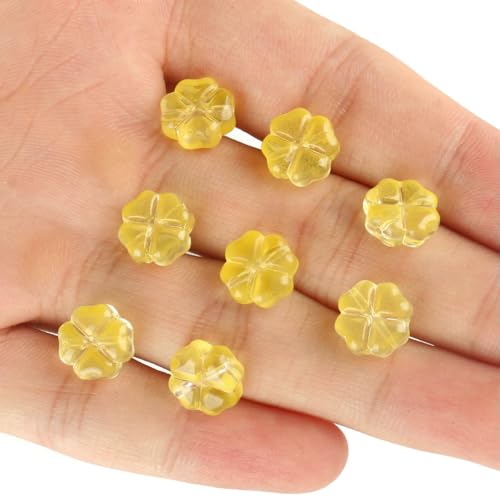 20 Stück/Los, mehrfarbige, vierblättrige, lose Abstandsperlen für die Schmuckherstellung, DIY-Ohrringe, Armbänder, Zubehör, 10 x 10 mm, gelb, 20 Stück von BSGUZ