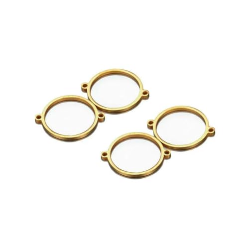 20 Stück/Los Gold Silber Farbe Hohl Rund Edelstahl Cabochon Tablett Lünette Pad Blank Einstellungen Armband Basis Fit DIY Armband-Gold-19mm von BSGUZ