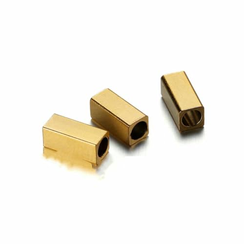 20 Stück/Los quadratische rechteckige Perlen aus Edelstahl, lose Abstandsperlen für DIY-Halsketten, Armbänder, Schmuckherstellung, Zubehör, Goldfarbe 07–20 Stück von BSGUZ