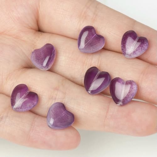 20 Stück 12 x 12 mm Charms in Herzform, gemischte Farben, Lampwork-Perlen, Glasperlen für DIY-Armbänder, Schmuckherstellung, Zubehör – Farbverlauf lila – 20 Stück von BSGUZ