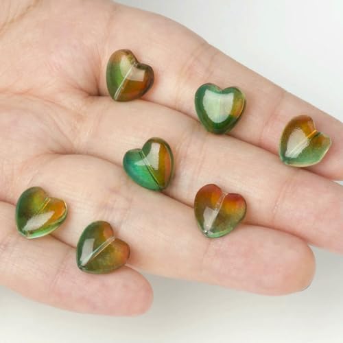 20 Stück 12 x 12 mm Charms in Herzform, gemischte Farben, Lampwork-Perlen, Glasperlen für DIY-Armbänder, Schmuckherstellung, Zubehör – Grün/Orange – 20 Stück von BSGUZ