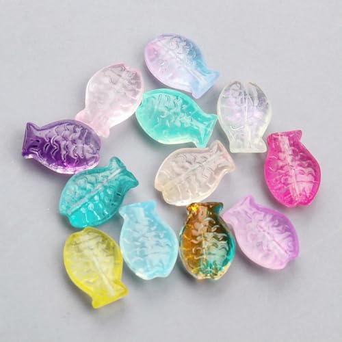 20 Stück 14 x 10 mm Charms Fischform Perlen Tschechische Glas Lampwork Perlen für Schmuckherstellung DIY Ohrring Armbandherstellung-Mix (zufällig)-20 Stück von BSGUZ