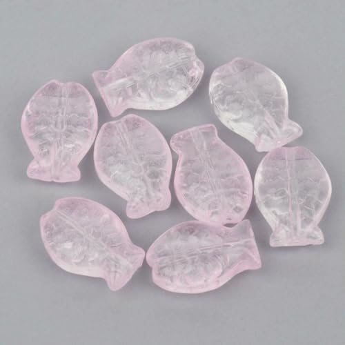 20 Stück 14 x 10 mm Charms Fischform Perlen Tschechische Glas Lampwork Perlen für Schmuckherstellung DIY Ohrring Armbandherstellung-Rosa-20 Stück von BSGUZ