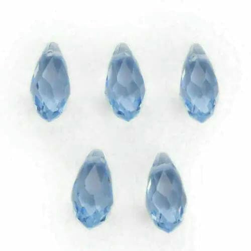 20 Stück 6 x 12 mm Basteln Schmuckherstellung Lose Perlen Tropfenförmige facettierte Charms DIY Finden Anhänger Abstandshalter Glasperlen Tropfen-Hellblau von BSGUZ