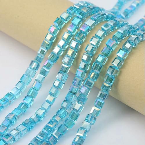 20 Stück 8 mm Würfel, quadratisch, facettierte Glaskristallperlen zur Schmuckherstellung, lose Glasperlen, DIY-Armband, Abstandshalter, Würfelperle, Großhandel, 8–8 mm (20 Stück) von BSGUZ