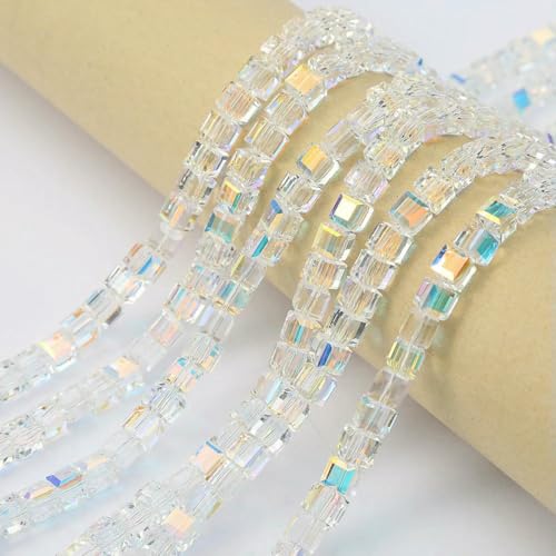 20 Stück 8 mm Würfel, quadratisch, facettierte Glaskristallperlen zur Schmuckherstellung, lose Glasperlen, DIY-Armband, Abstandshalter, Würfelperlen, Großhandel, 4–8 mm (20 Stück) von BSGUZ