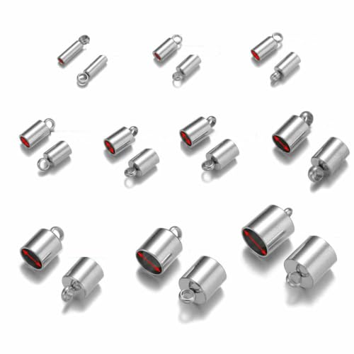 20 Stück Edelstahl-Crimp-Endkappen, Lederkordeln, Endkappen, Perlenkappen, PVD-plattierte Goldverschlüsse, DIY-Schmuckherstellung, Zubehör, Stahl, Loch 2,5 mm von BSGUZ
