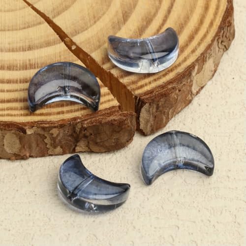 20 Stück trendige Mondform Lampwork-Glasperlen, klare tschechische Kristallperlen für die Schmuckherstellung, Zubehör, DIY-Charms, Armbänder, Zubehör, Tintenblau 20 Stück trendige Mondform Lampwork-Glasperlen, klare tschechische Kristallperlen für die Schmuckherstellung, Zubehör, DIY-Charms, Armbänder, Zubehör, Tintenblau von BSGUZ