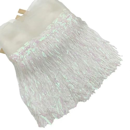 20 cm breite Pailletten-Quasten aus weichem Netz, Spitze, Hochzeit, DIY, Tanz, Kleidungszubehör, Spitzenbesatz, Band für Nähzubehör, Basteln, Farbe: Weiß, AB, 91 cm, 1 Yard 20 cm breite Pailletten-Quasten aus weichem Netz, Spitze, Hochzeit, DIY, Tanz, Kleidungszubehör, Spitzenbesatz, Band für Nähzubehör, Basteln, Farbe: Weiß, AB, 91 cm, 1 Yard von BSGUZ