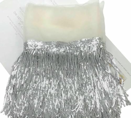 20 cm breite Pailletten-Quasten aus weichem Netz, Spitze, Hochzeit, DIY, Tanz, Kleidungszubehör, Spitzenbesatz, Band für Nähzubehör, Basteln, Silber, 91 cm, 1 Yard 20 cm breite Pailletten-Quasten aus weichem Netz, Spitze, Hochzeit, DIY, Tanz, Kleidungszubehör, Spitzenbesatz, Band für Nähzubehör, Basteln, Silber, 91 cm, 1 Yard von BSGUZ