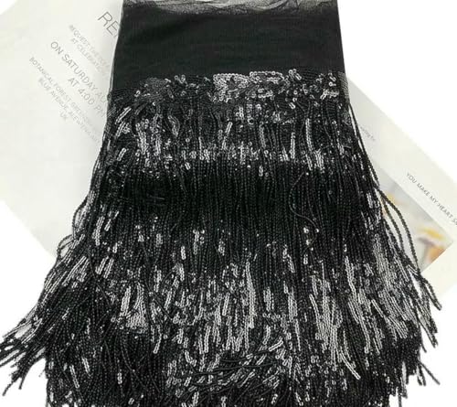 20 cm breite Pailletten-Quasten aus weichem Netzstoff, Spitze, Hochzeit, DIY, Tanz, Kleidungszubehör, Spitzenbesatz, Band für Nähzubehör, Basteln, Schwarz, 91 cm, 1 Yard 20 cm breite Pailletten-Quasten aus weichem Netzstoff, Spitze, Hochzeit, DIY, Tanz, Kleidungszubehör, Spitzenbesatz, Band für Nähzubehör, Basteln, Schwarz, 91 cm, 1 Yard von BSGUZ