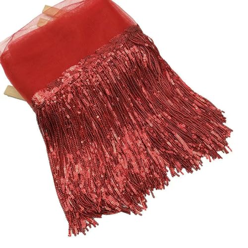20 cm breite Pailletten-Quasten aus weichem Netzstoff, Spitze, Hochzeit, DIY, Tanzbekleidung, Zubehör, Spitzenbesatz, Band für Nähzubehör, Basteln, Rot, 91 cm, 1 Yard 20 cm breite Pailletten-Quasten aus weichem Netzstoff, Spitze, Hochzeit, DIY, Tanzbekleidung, Zubehör, Spitzenbesatz, Band für Nähzubehör, Basteln, Rot, 91 cm, 1 Yard von BSGUZ