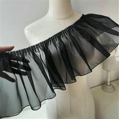 20 cm breiter schwarzer Tüll-Organza-Plissee-Spitzenstoff, Stickerei, Fransenband, Besatz für Vorhänge, Quaste, Kleid, Saum, DIY-Nähdekor – Standard 20 cm breiter schwarzer Tüll-Organza-Plissee-Spitzenstoff, Stickerei, Fransenband, Besatz für Vorhänge, Quaste, Kleid, Saum, DIY-Nähdekor – Standard von BSGUZ