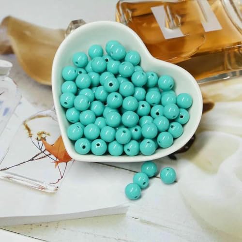 200/1000 Stück runde Acrylperlen, gemischte Farben, mehrfarbig, matt, runde Acrylperlen für Heimwerker, Halsketten, Armbandzubehör – Lochgrün – 10 mm – 1000 Stück von BSGUZ