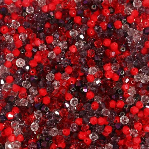 200 Stück/Los, gemischte Farben, 4,0 mm, Doppelkegel-Perlen zur Schmuckherstellung, facettierte Glasperlen, glänzende Kristallperlen, lose Perlen, DIY-Armband, rot 200 Stück/Los, gemischte Farben, 4,0 mm, Doppelkegel-Perlen zur Schmuckherstellung, facettierte Glasperlen, glänzende Kristallperlen, lose Perlen, DIY-Armband, rot von BSGUZ