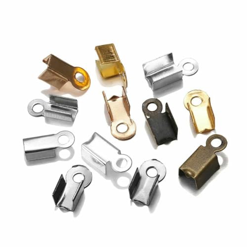200 Stück/Los Cove-Verschlüsse, Kordel-Endkappen, Schnur, Band, Leder, Clip, Spitze, Falte, Quetschperlen-Verbinder für Schmuckherstellung, DIY-Zubehör, mehrfarbig, 3 x 6 mm 200 Stück/Los Cove-Verschlüsse, Kordel-Endkappen, Schnur, Band, Leder, Clip, Spitze, Falte, Quetschperlen-Verbinder für Schmuckherstellung, DIY-Zubehör, mehrfarbig, 3 x 6 mm von BSGUZ