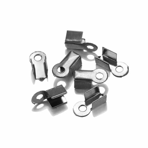 200 Stück/Los Cove-Verschlüsse, Kordel-Endkappen, Schnurband, Lederclip, Spitze, Falte, Quetschperlen-Verbinder für Schmuckherstellung, DIY-Zubehör, GunBlack, 4 x 11 mm von BSGUZ