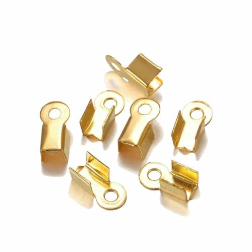200 Stück/Los Cove-Verschlüsse, Kordel-Endkappen, Schnurband, Lederclip, Spitze, Falte, Quetschperlen-Verbinder für die Schmuckherstellung, DIY-Zubehör, Gold, 3 x 6 mm 200 Stück/Los Cove-Verschlüsse, Kordel-Endkappen, Schnurband, Lederclip, Spitze, Falte, Quetschperlen-Verbinder für die Schmuckherstellung, DIY-Zubehör, Gold, 3 x 6 mm von BSGUZ