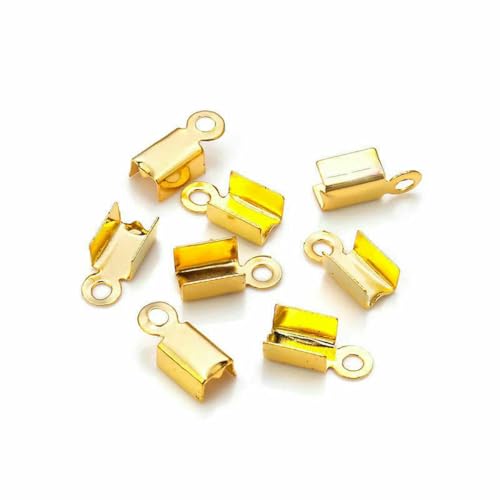 200 Stück/Lot Quetschperlen, Buchtverschlüsse, Kordel-Endkappen, Schnurband, Lederclip, Faltverschluss für Schmuckherstellung, DIY-Halskettenverbinder, Gold, 2,5 x 6 mm 200 Stück/Lot Quetschperlen, Buchtverschlüsse, Kordel-Endkappen, Schnurband, Lederclip, Faltverschluss für Schmuckherstellung, DIY-Halskettenverbinder, Gold, 2,5 x 6 mm von BSGUZ
