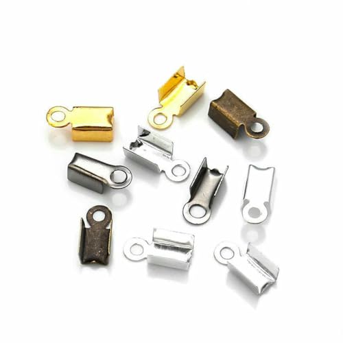 200 Stück/Lot Quetschperlen, Hohlverschlüsse, Kordel-Endkappen, Schnurband, Lederclip, Faltverschluss für Schmuckherstellung, DIY-Halskettenverbinder, mehrfarbig, 2,5 x 6 mm 200 Stück/Lot Quetschperlen, Hohlverschlüsse, Kordel-Endkappen, Schnurband, Lederclip, Faltverschluss für Schmuckherstellung, DIY-Halskettenverbinder, mehrfarbig, 2,5 x 6 mm von BSGUZ