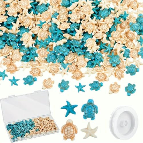 200 Stück Meeresschildkröten-Seestern-Form-Set, natürliche türkisfarbene Steinperlen für die Herstellung von Schmuck, Urlaub, Strand, Party, Festival, Multi, 200 Stück 200 Stück Meeresschildkröten-Seestern-Form-Set, natürliche türkisfarbene Steinperlen für die Herstellung von Schmuck, Urlaub, Strand, Party, Festival, Multi, 200 Stück von BSGUZ