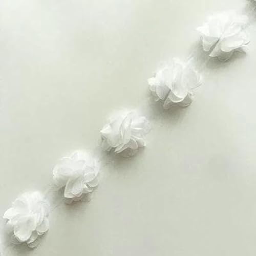 24 Blumen (ca. 2 Yards) 33 Farben 6 cm Breite 3D Chiffon Blumen DIY Spitzenbesatz Spitzenband Dekoration Kleidung Zubehör-1-24 BLUMEN von BSGUZ