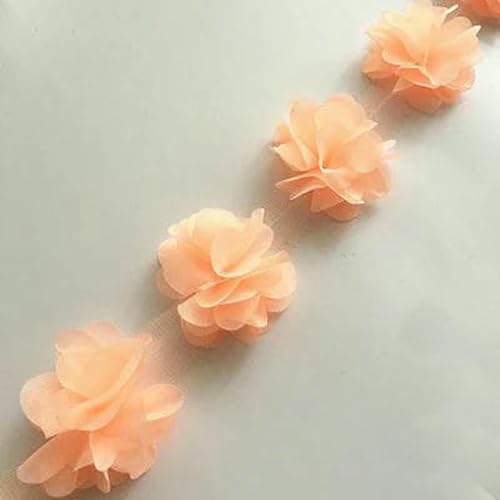 24 Blumen (ca. 2 Yards) 33 Farben 6 cm Breite 3D Chiffon Blumen DIY Spitzenbesatz Spitzenband Dekoration Kleidung Zubehör-10-24 BLUMEN von BSGUZ