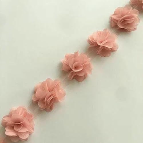 24 Blumen (ca. 2 Yards) 33 Farben 6 cm Breite 3D Chiffon Blumen DIY Spitzenbesatz Spitzenband Dekoration Kleidung Zubehör-13-24 BLUMEN von BSGUZ
