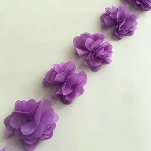 24 Blumen (ca. 2 Yards) 33 Farben 6 cm Breite 3D Chiffon Blumen DIY Spitzenbesatz Spitzenband Dekoration Kleidung Zubehör-16-24 BLUMEN von BSGUZ