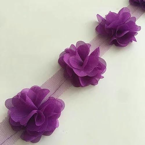 24 Blumen (ca. 2 Yards) 33 Farben 6 cm Breite 3D Chiffon Blumen DIY Spitzenbesatz Spitzenband Dekoration Kleidung Zubehör-17-24 BLUMEN von BSGUZ